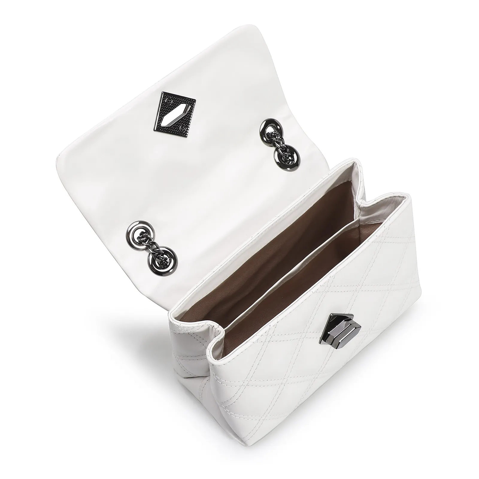 Bolsa De Ombro Matelassê Couro Branco