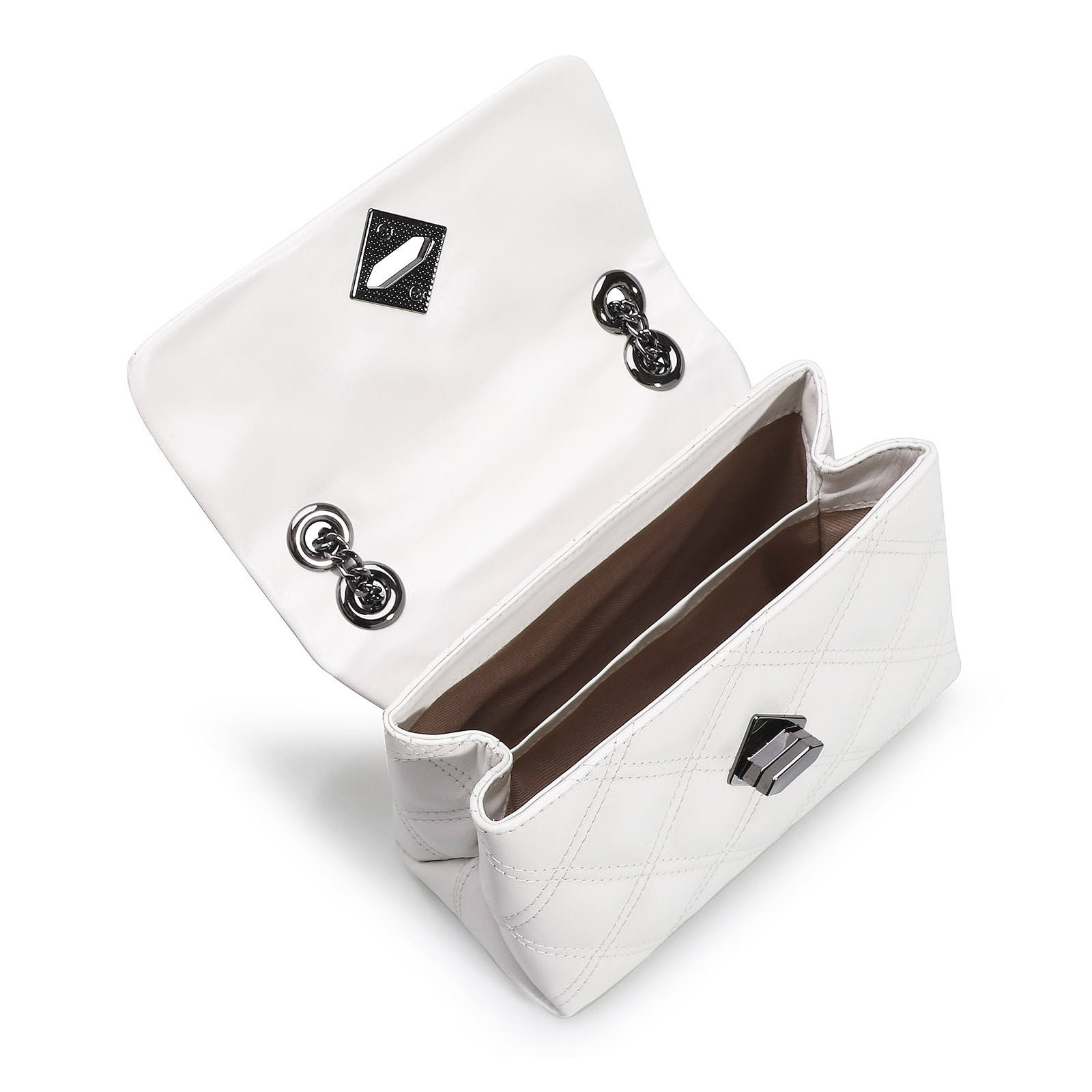 Bolsa De Ombro Matelassê Couro Branco
