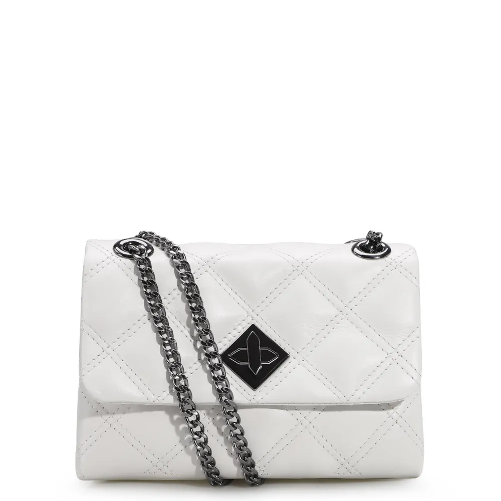 Bolsa De Ombro Matelassê Couro Branco
