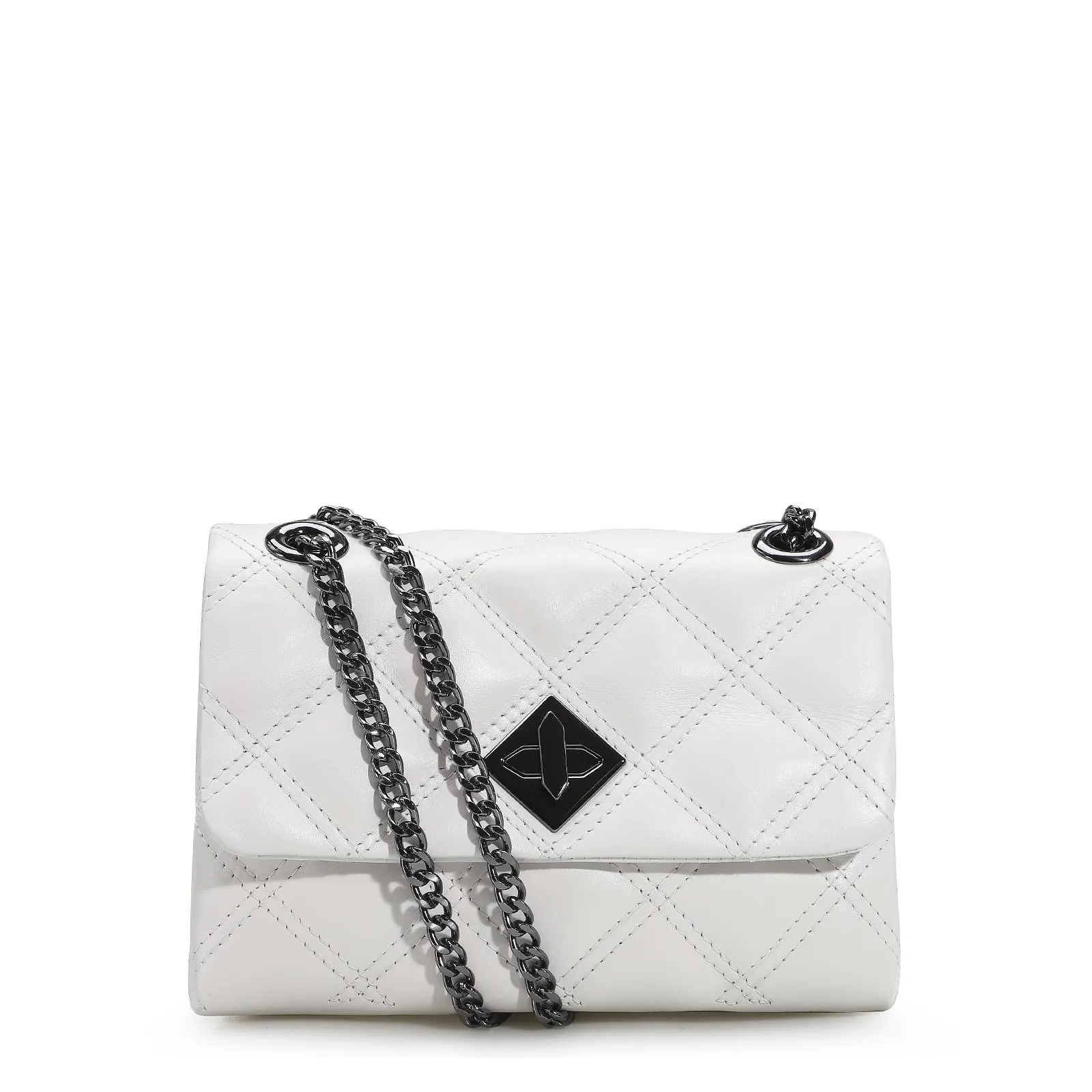 Bolsa De Ombro Matelassê Couro Branco