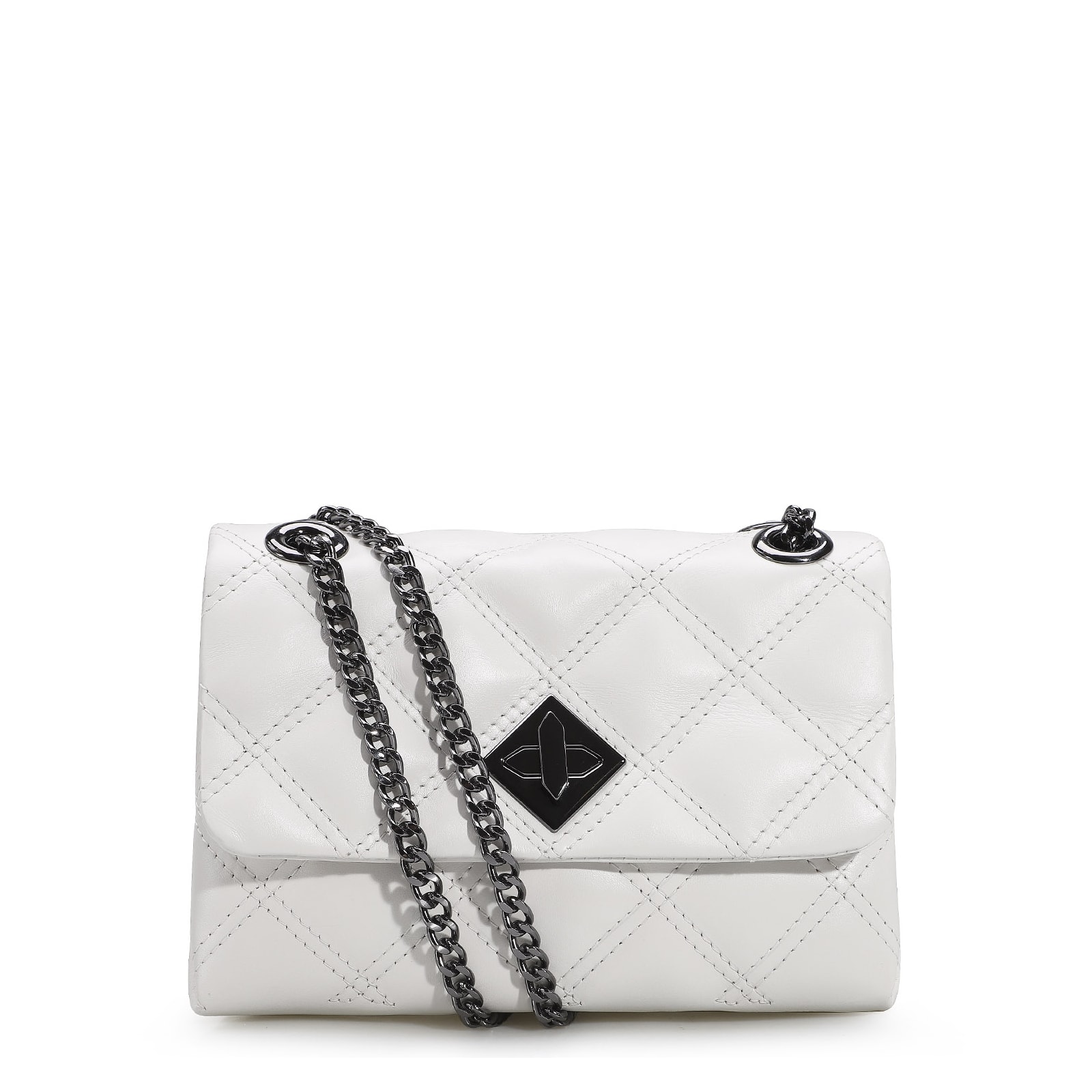 Bolsa De Ombro Matelassê Couro Branco