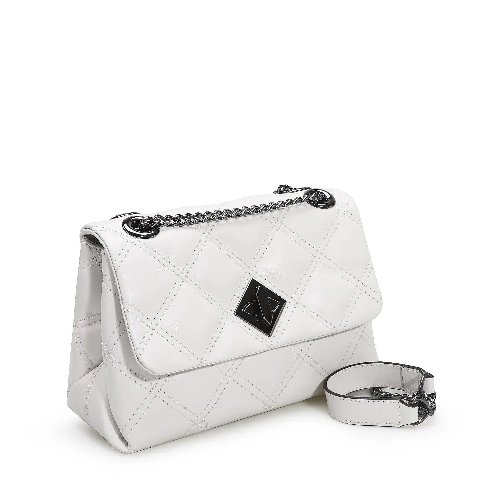 Bolsa De Ombro Matelassê Couro Branco