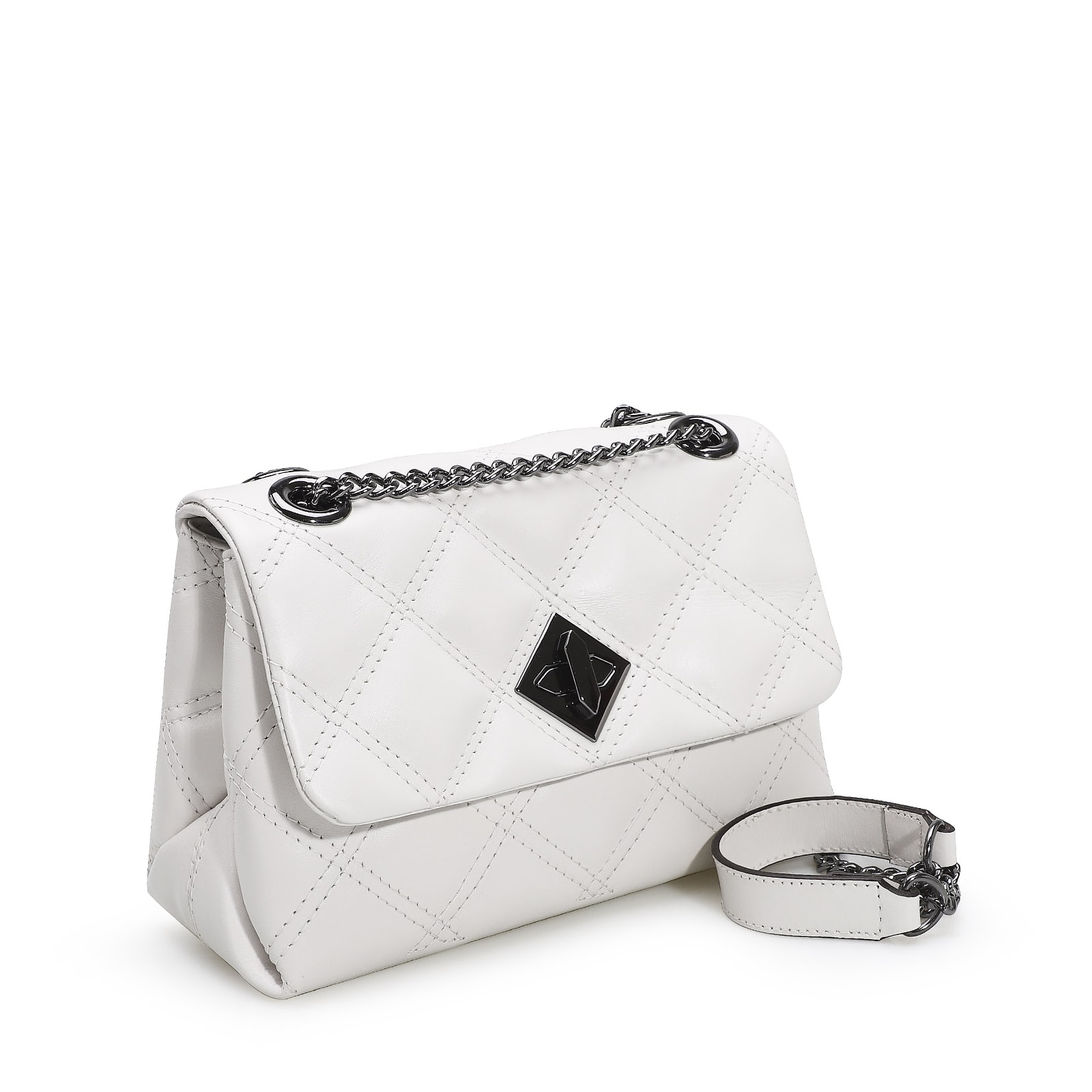 Bolsa De Ombro Matelassê Couro Branco