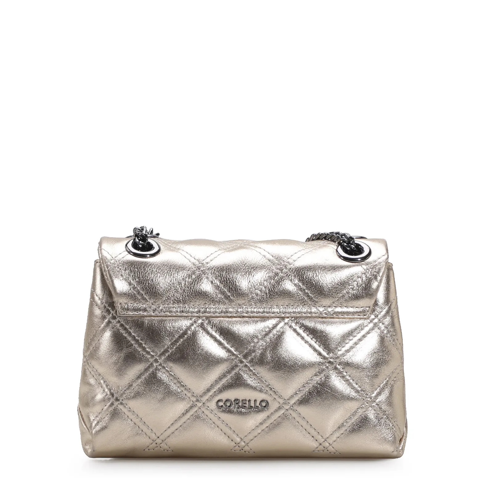 Bolsa De Ombro Matelassê Couro Dourado