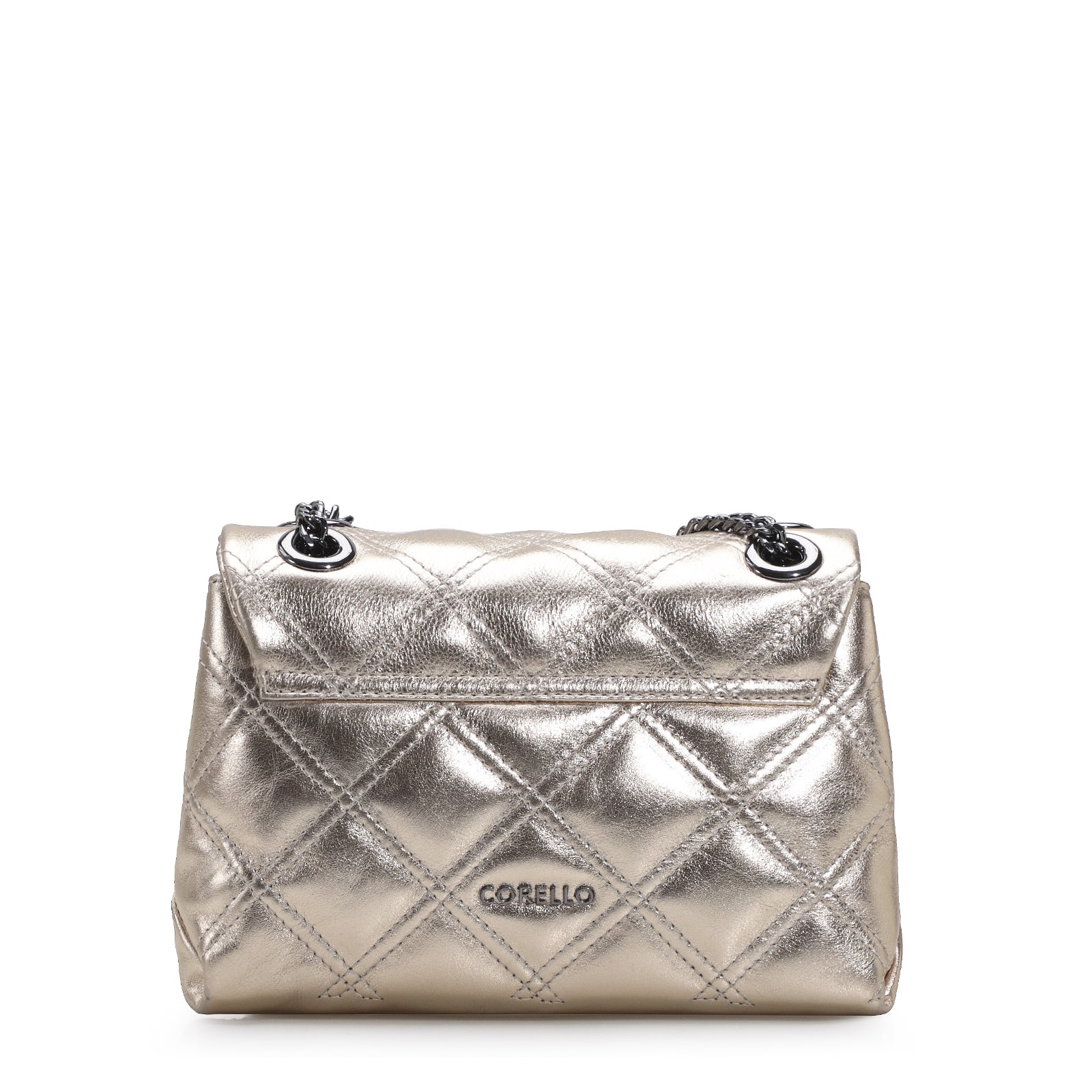 Bolsa De Ombro Matelassê Couro Dourado