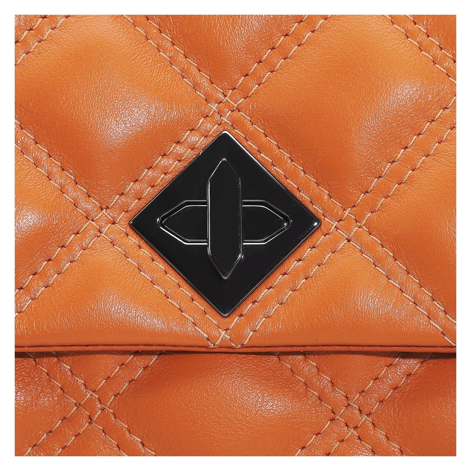 Bolsa De Ombro Matelassê Couro Laranja