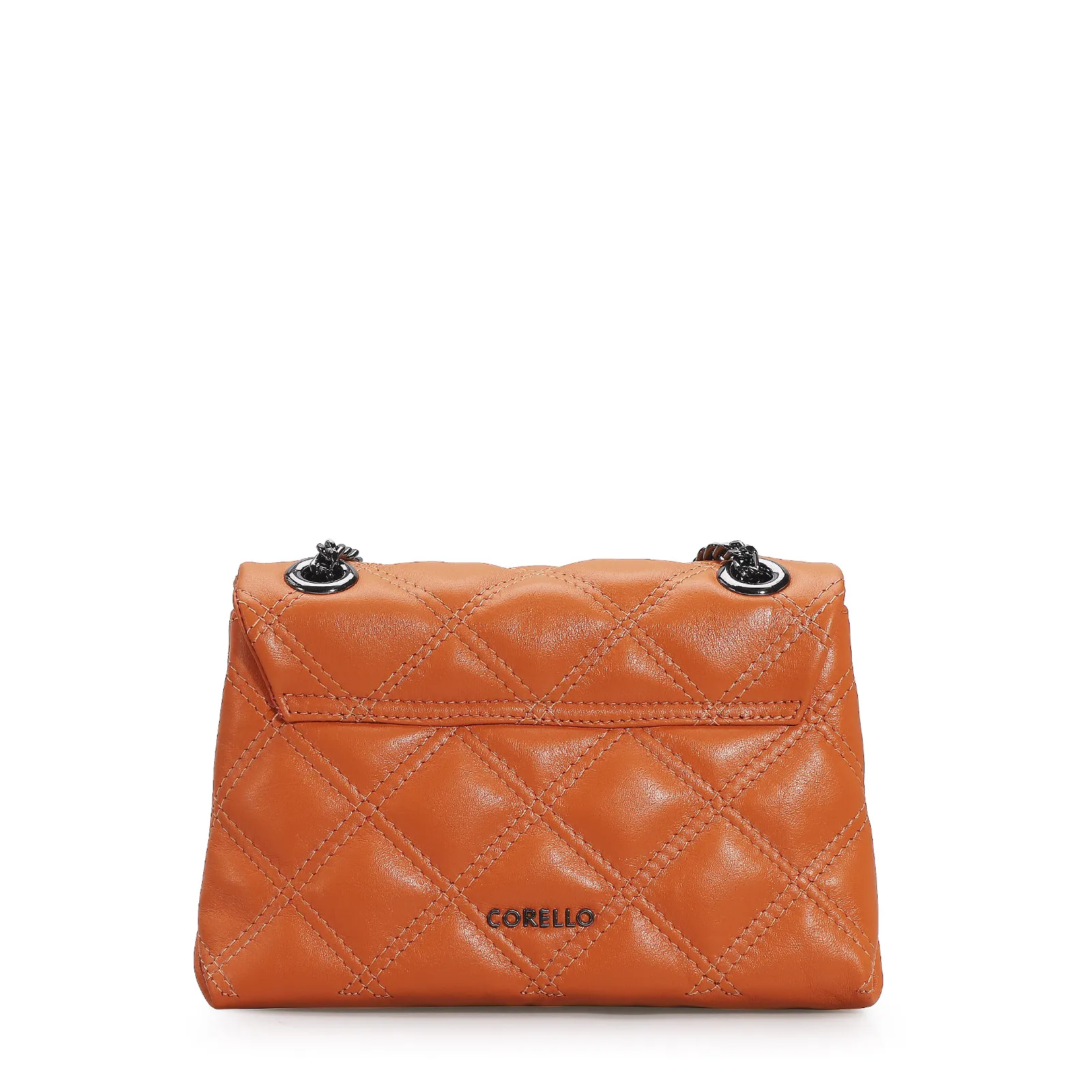 Bolsa De Ombro Matelassê Couro Laranja