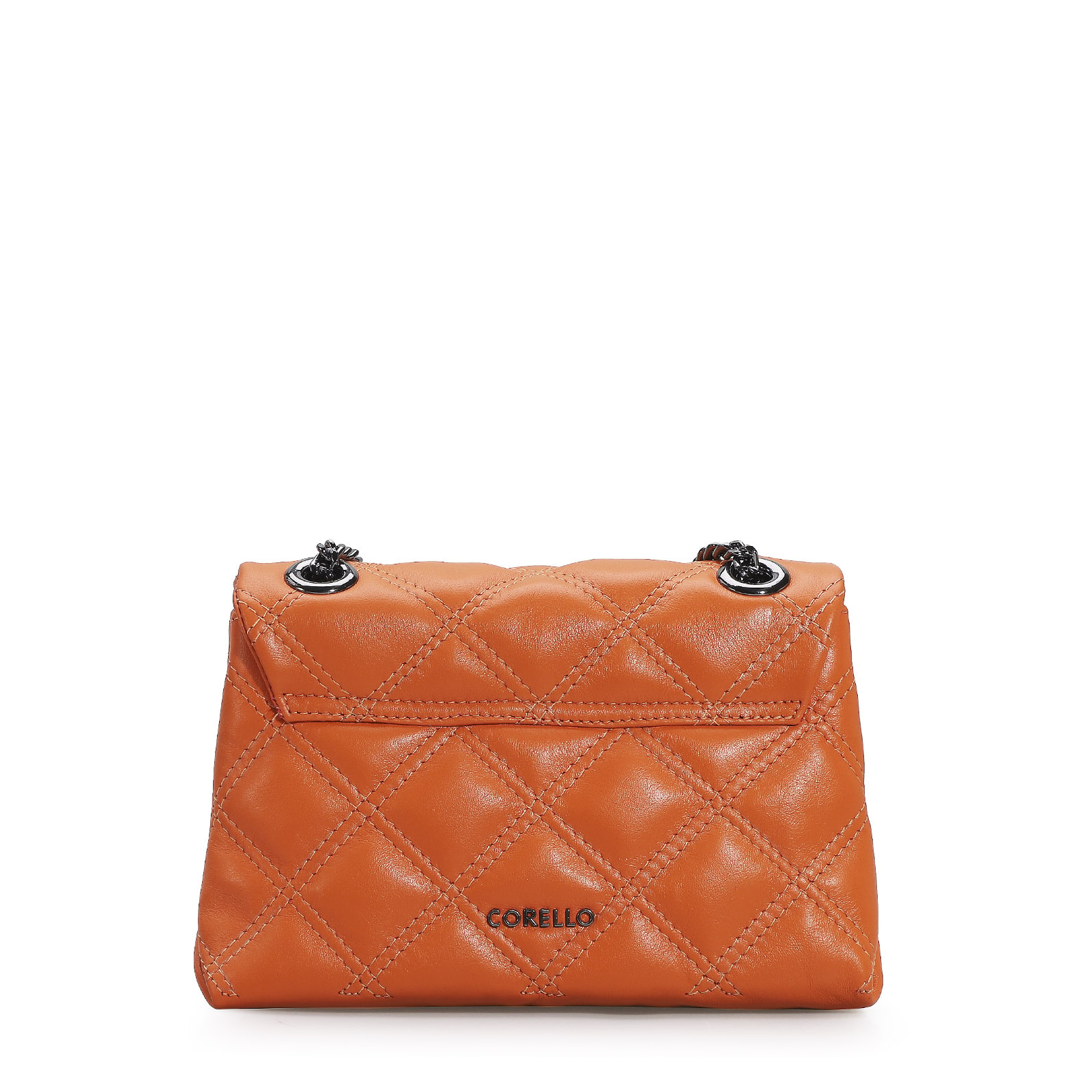 Bolsa De Ombro Matelassê Couro Laranja