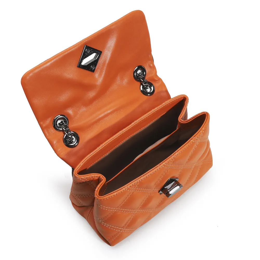 Bolsa De Ombro Matelassê Couro Laranja - imagem 4