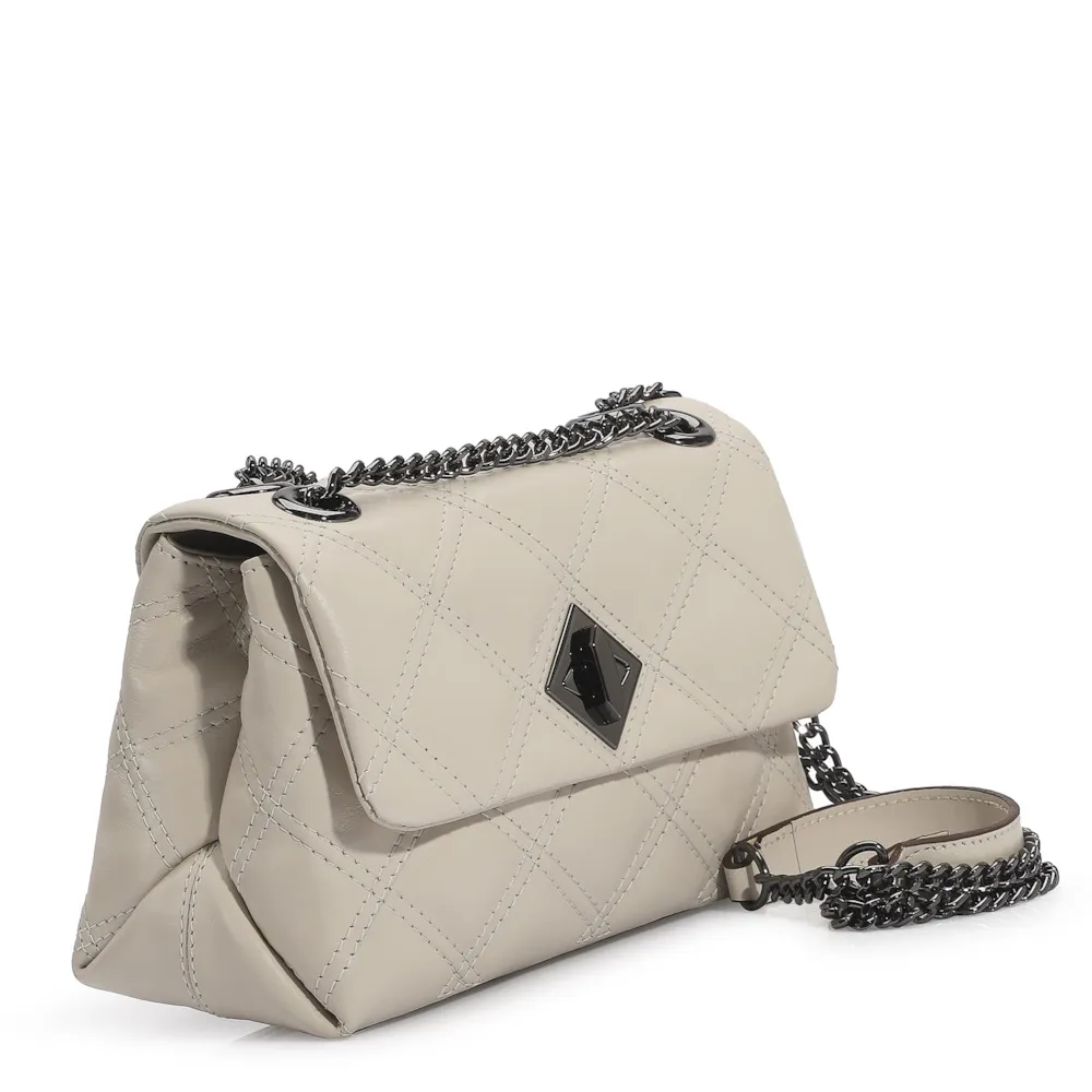 Bolsa De Ombro Matelassê Couro Off White - imagem 3