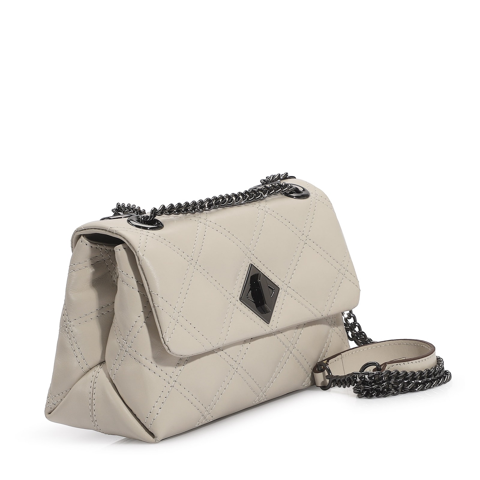 Bolsa De Ombro Matelassê Couro Off White