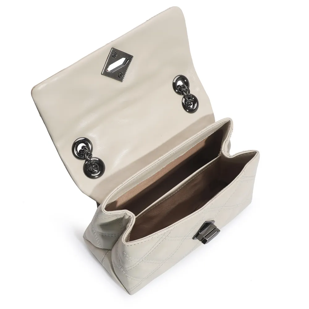 Bolsa De Ombro Matelassê Couro Off White - imagem 5