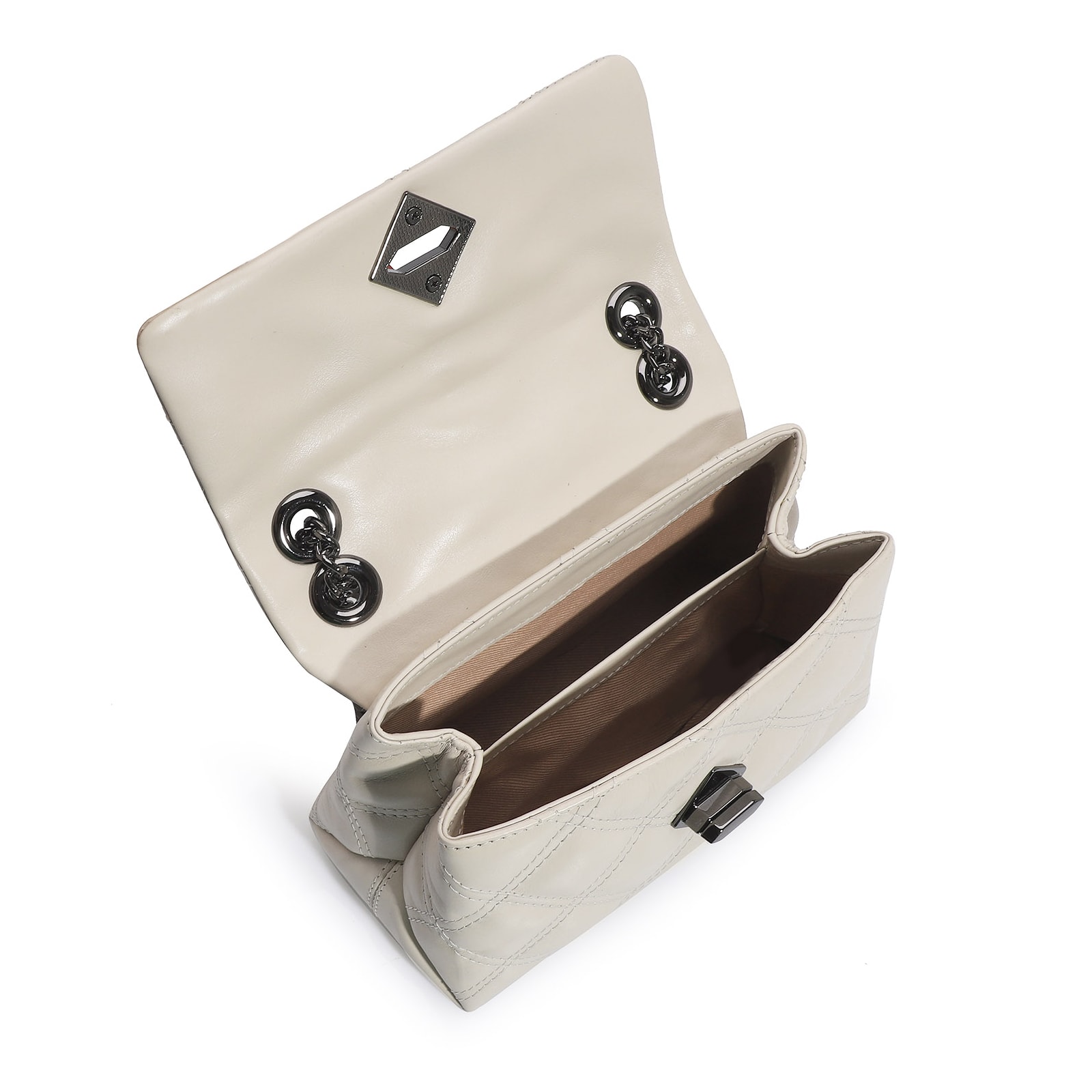 Bolsa De Ombro Matelassê Couro Off White