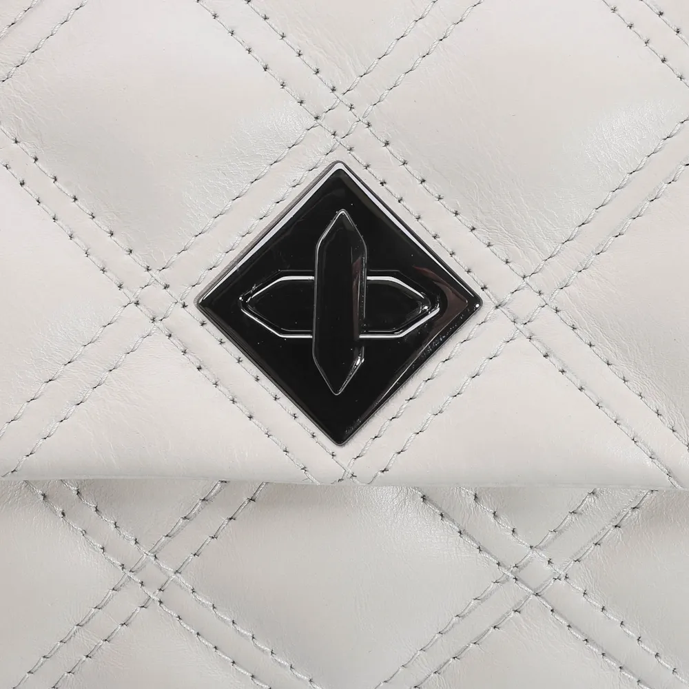 Bolsa De Ombro Matelassê Couro Off White - imagem 7
