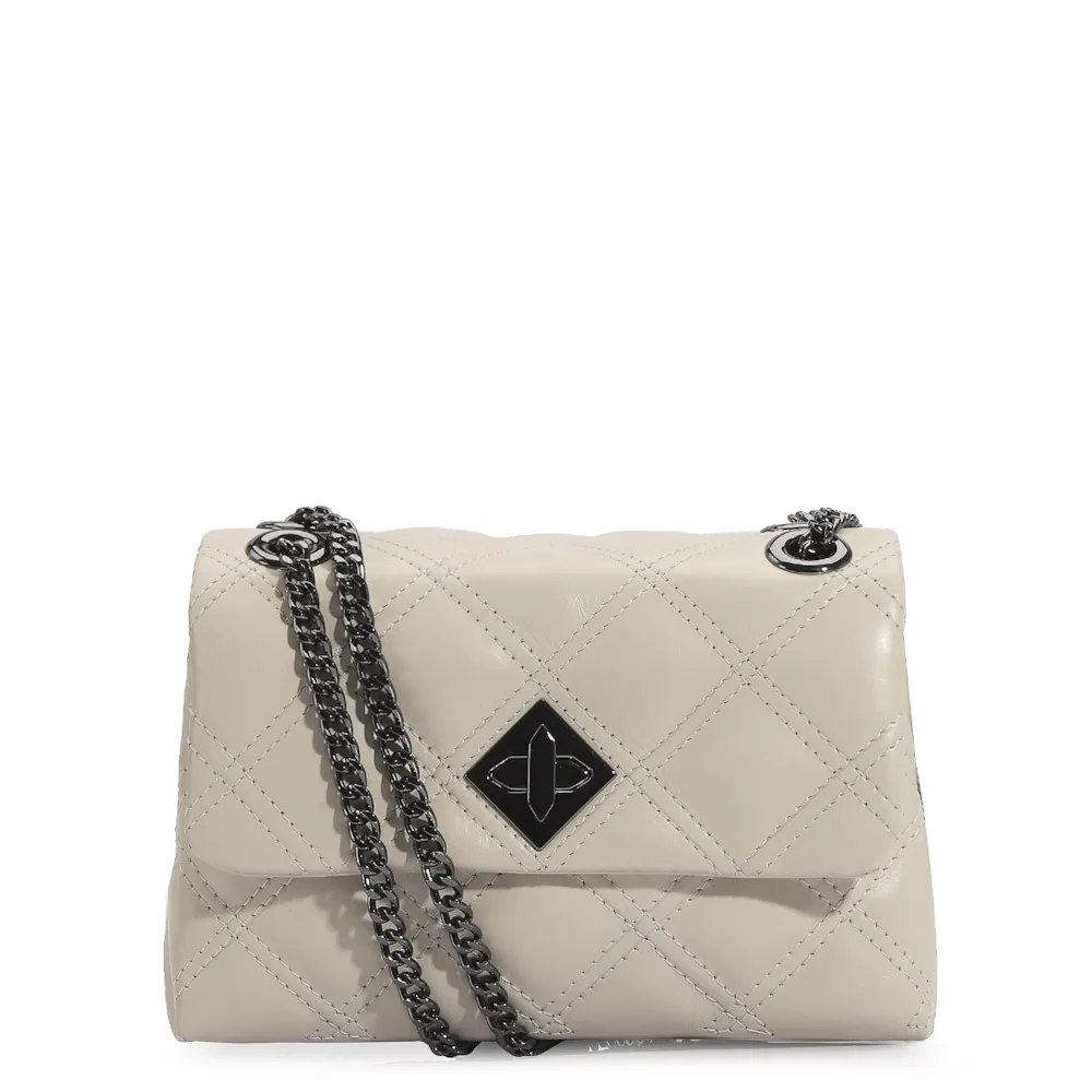 Bolsa De Ombro Matelassê Couro Off White