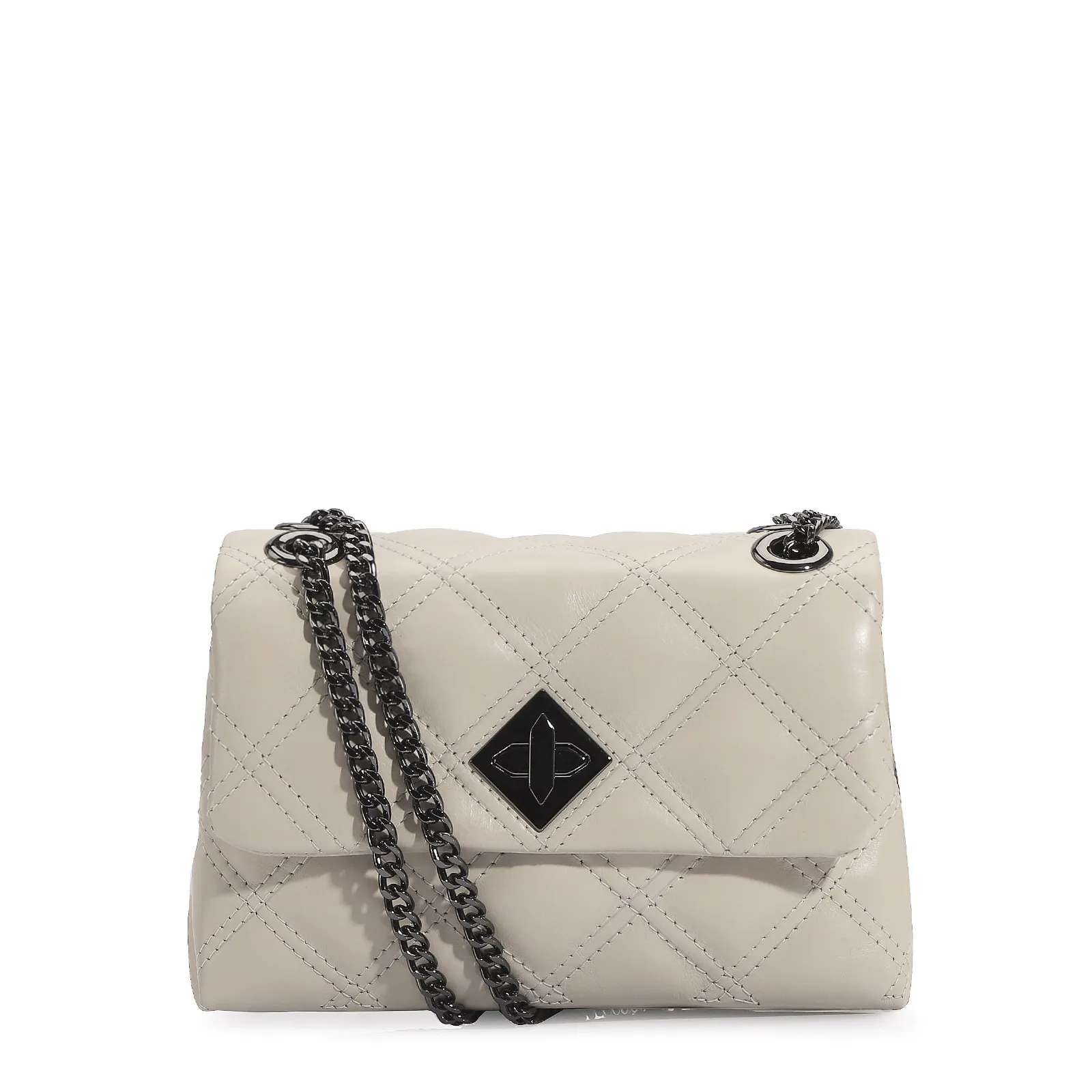 Bolsa De Ombro Matelassê Couro Off White