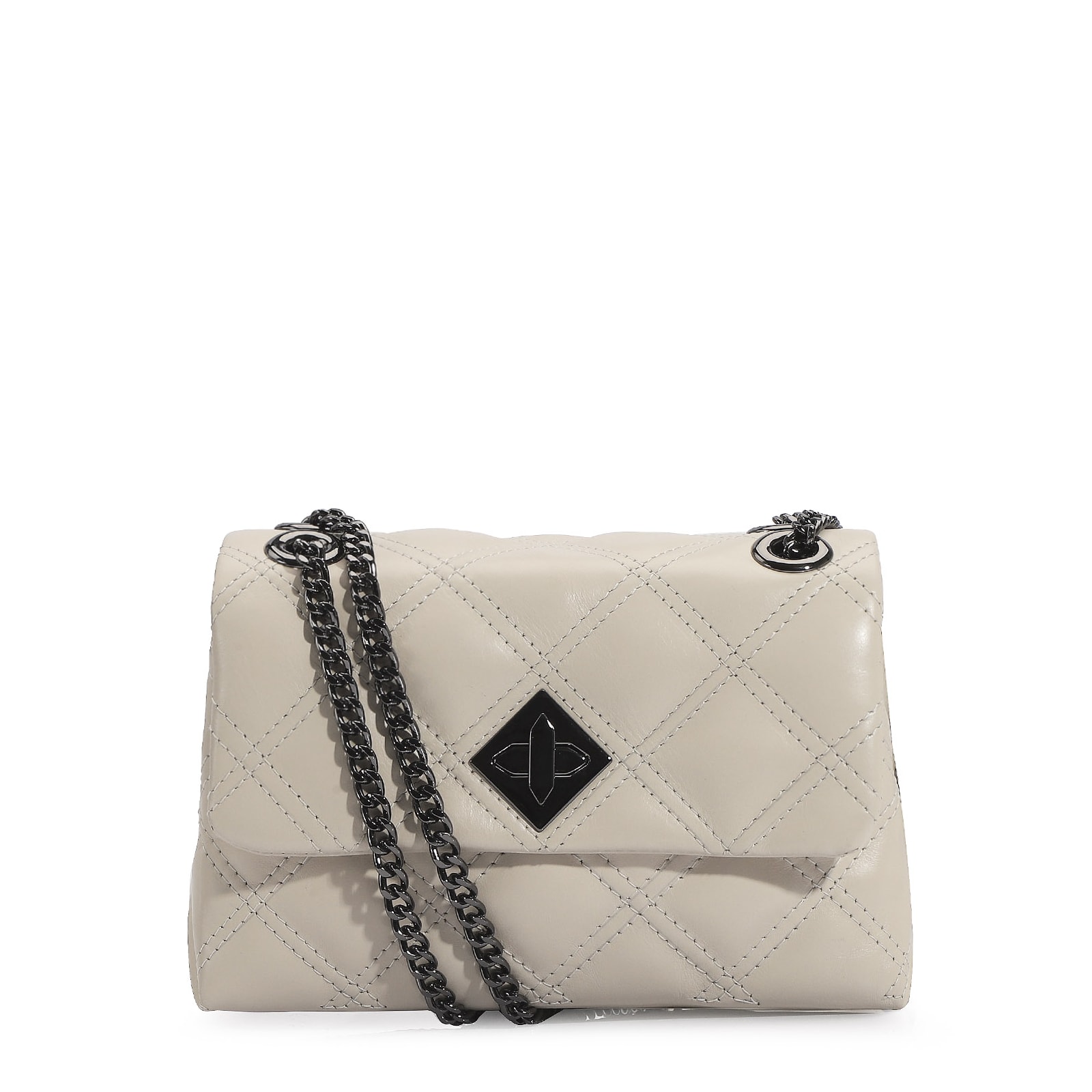 Bolsa De Ombro Matelassê Couro Off White