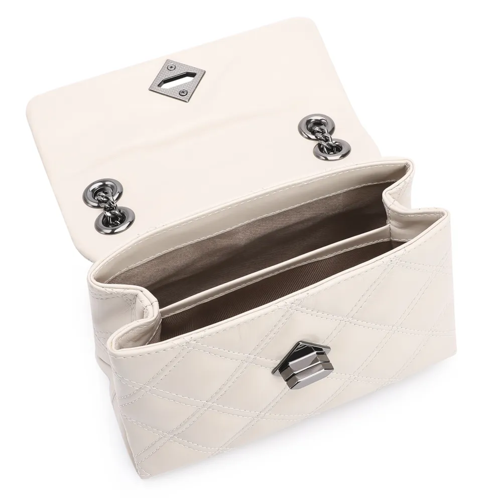 Bolsa De Ombro Matelassê Couro Off White - imagem 4