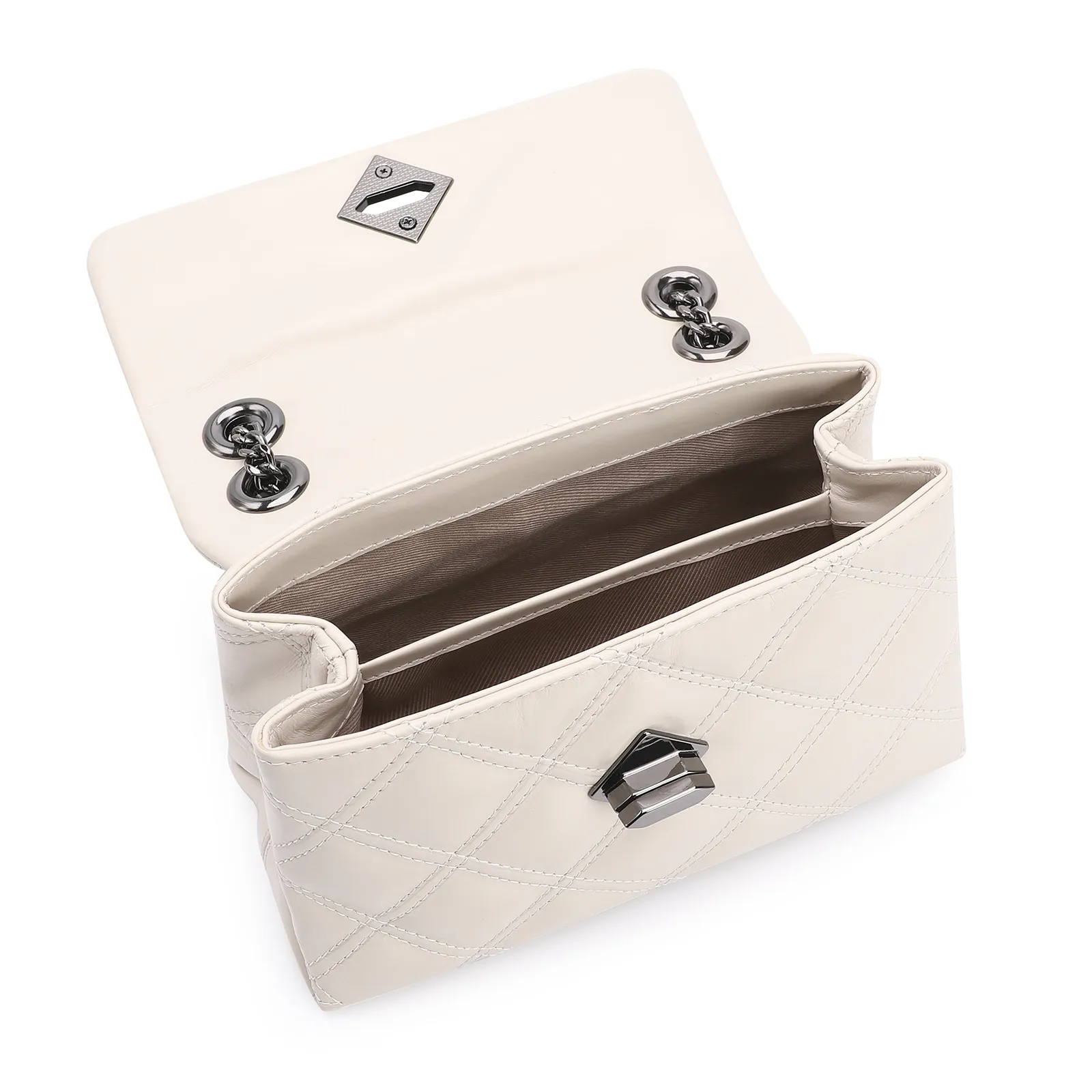 Bolsa De Ombro Matelassê Couro Off White