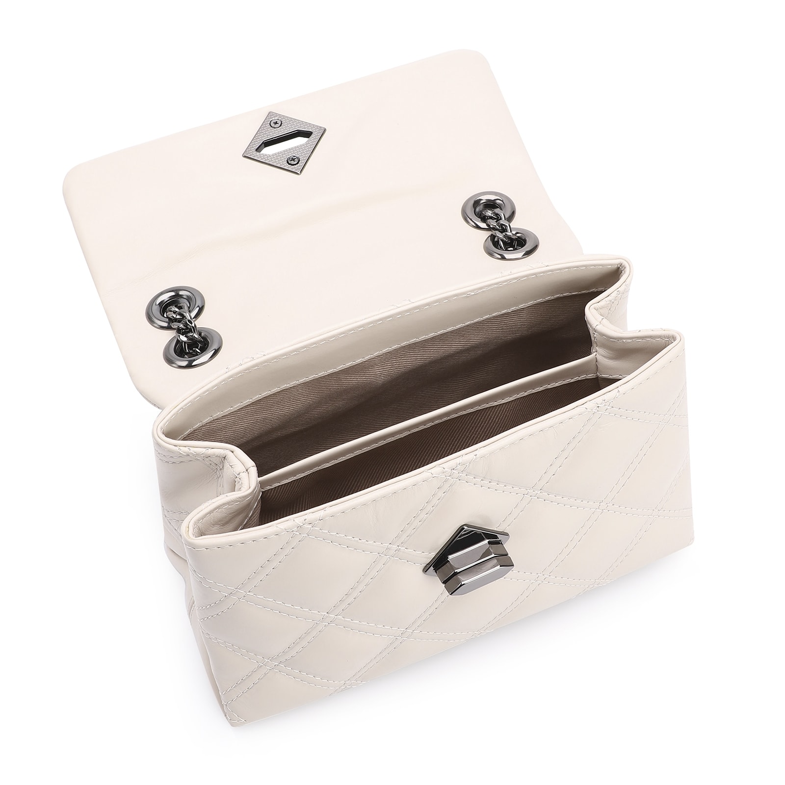 Bolsa De Ombro Matelassê Couro Off White