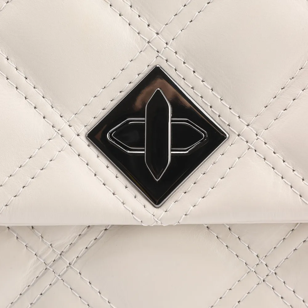 Bolsa De Ombro Matelassê Couro Off White - imagem 5