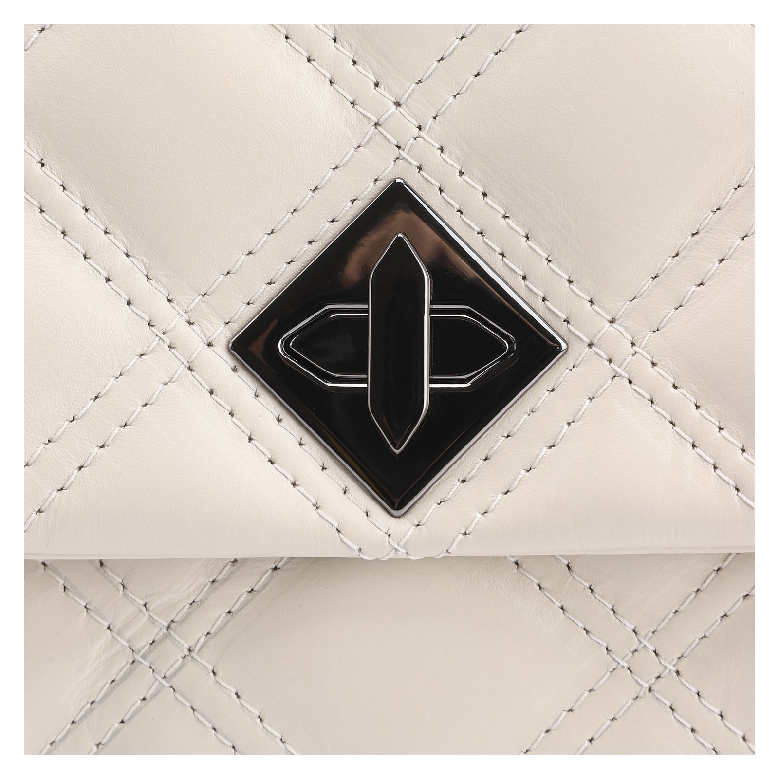Bolsa De Ombro Matelassê Couro Off White