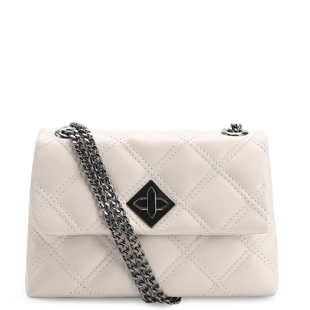 Bolsa De Ombro Matelassê Couro Off White