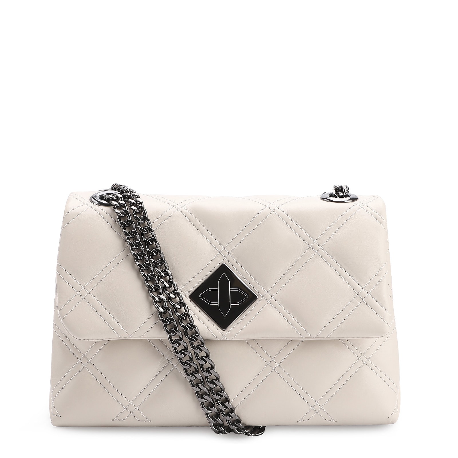 Bolsa De Ombro Matelassê Couro Off White