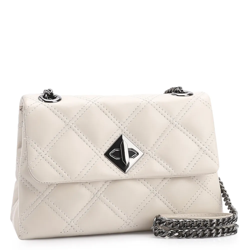 Bolsa De Ombro Matelassê Couro Off White - imagem 2