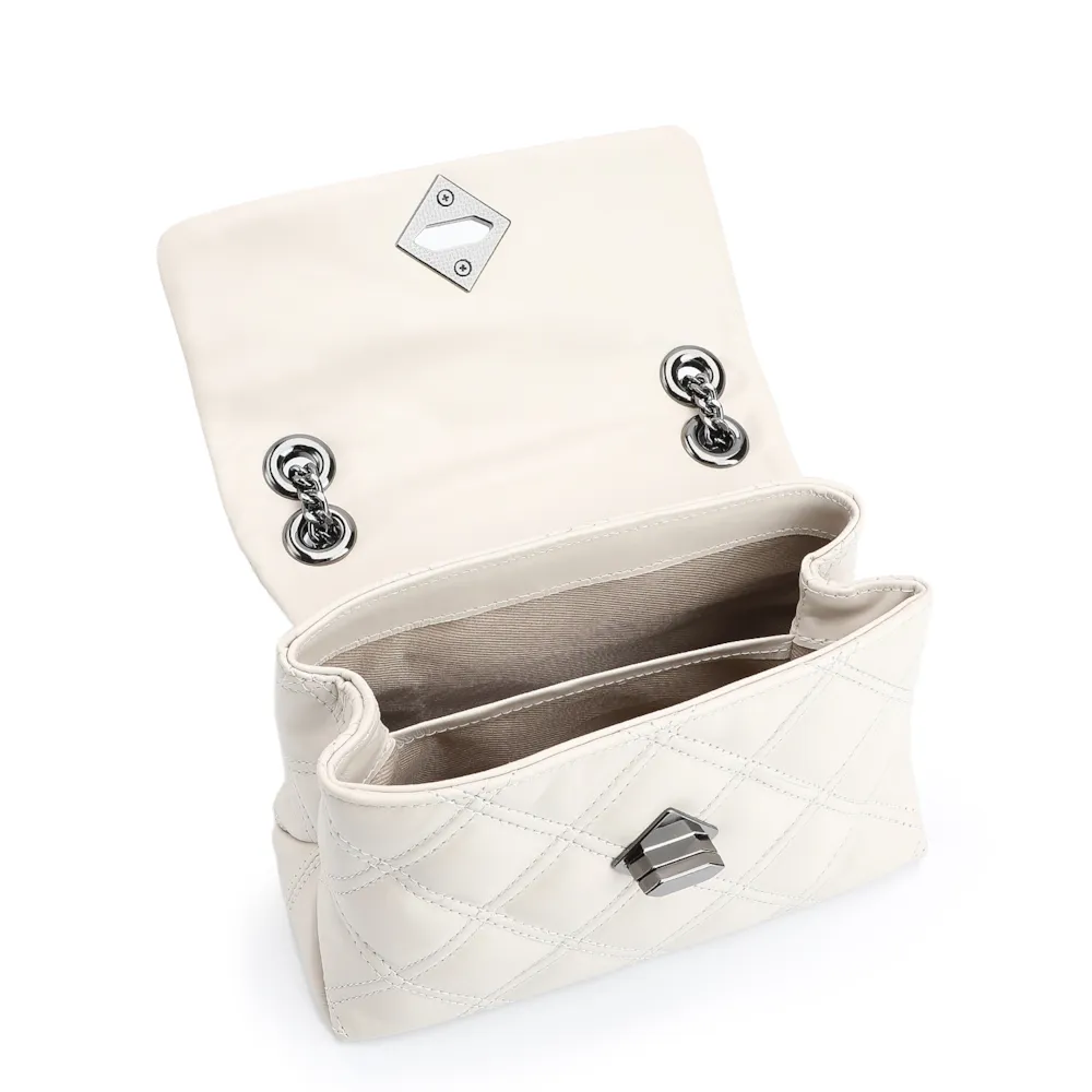 Bolsa De Ombro Matelassê Couro Off White - imagem 4