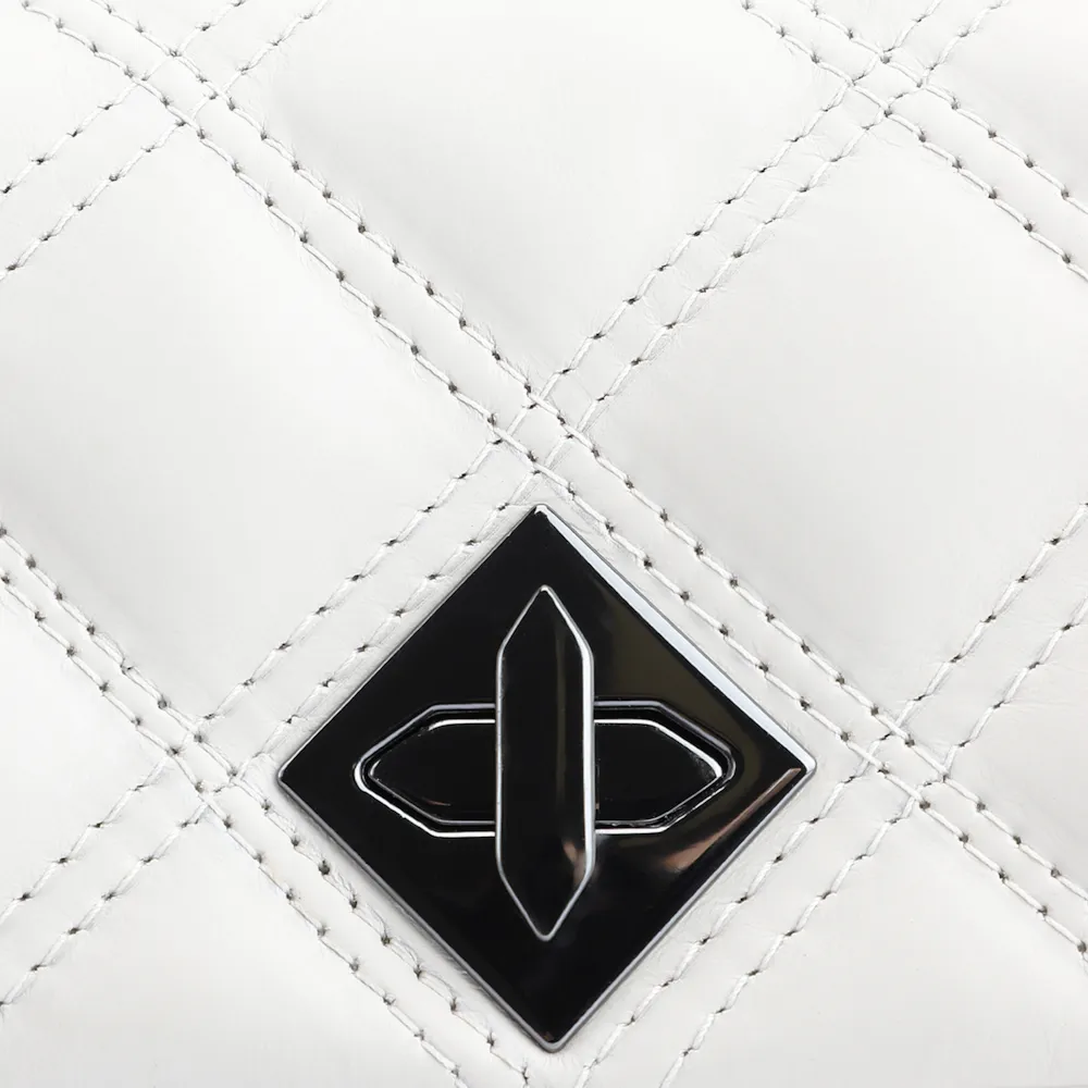 Bolsa De Ombro Matelassê Couro Off White - imagem 6