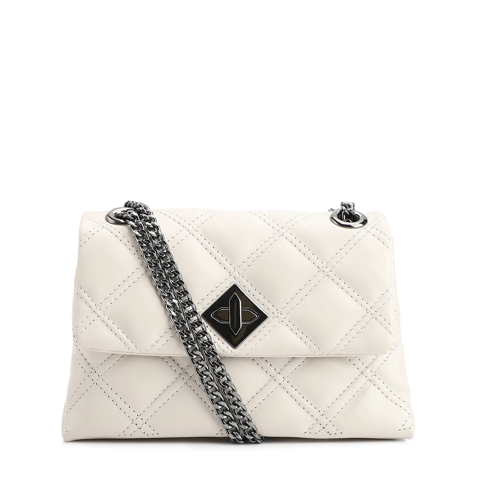 Bolsa De Ombro Matelassê Couro Off White