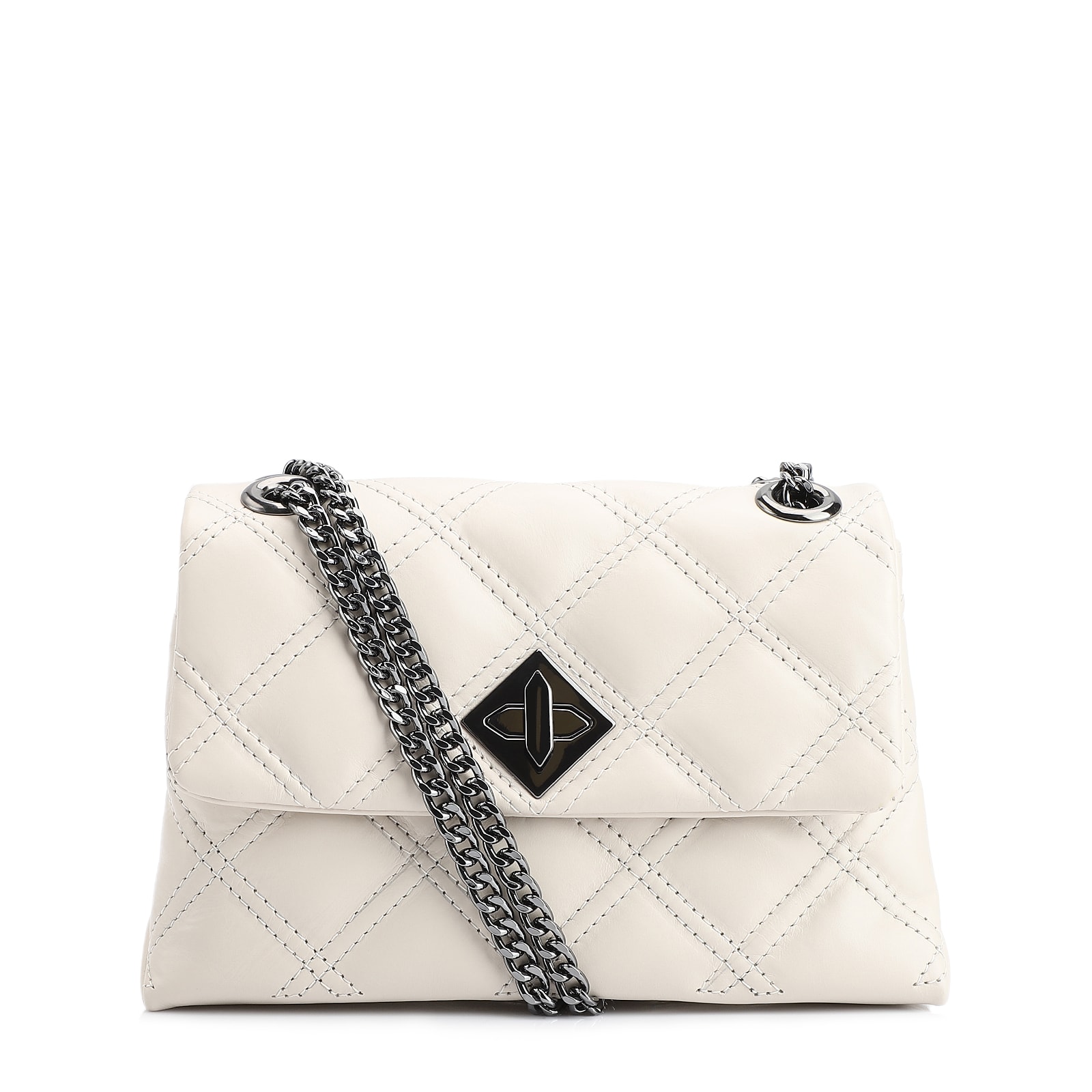Bolsa De Ombro Matelassê Couro Off White