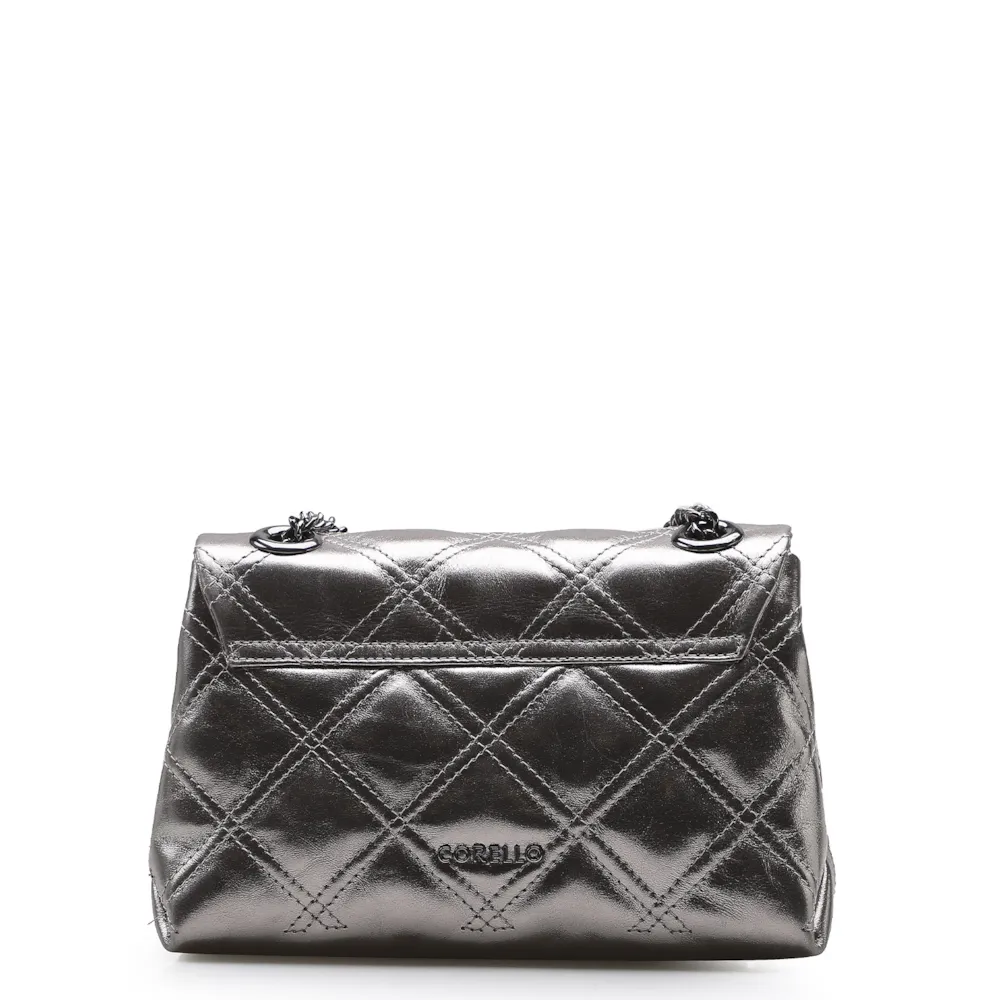 Bolsa De Ombro Matelassê Couro Prata Velho - imagem 4