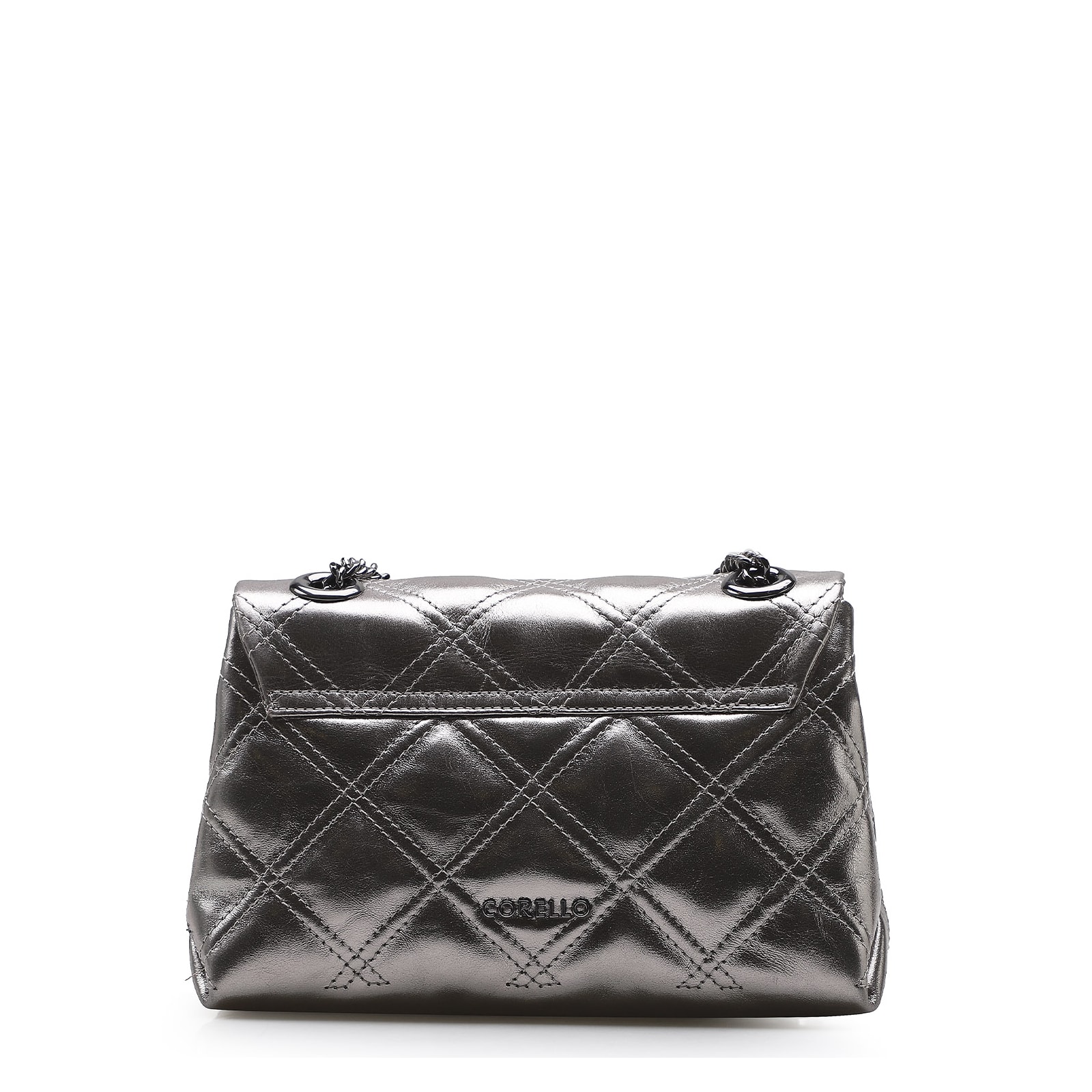 Bolsa De Ombro Matelassê Couro Prata Velho