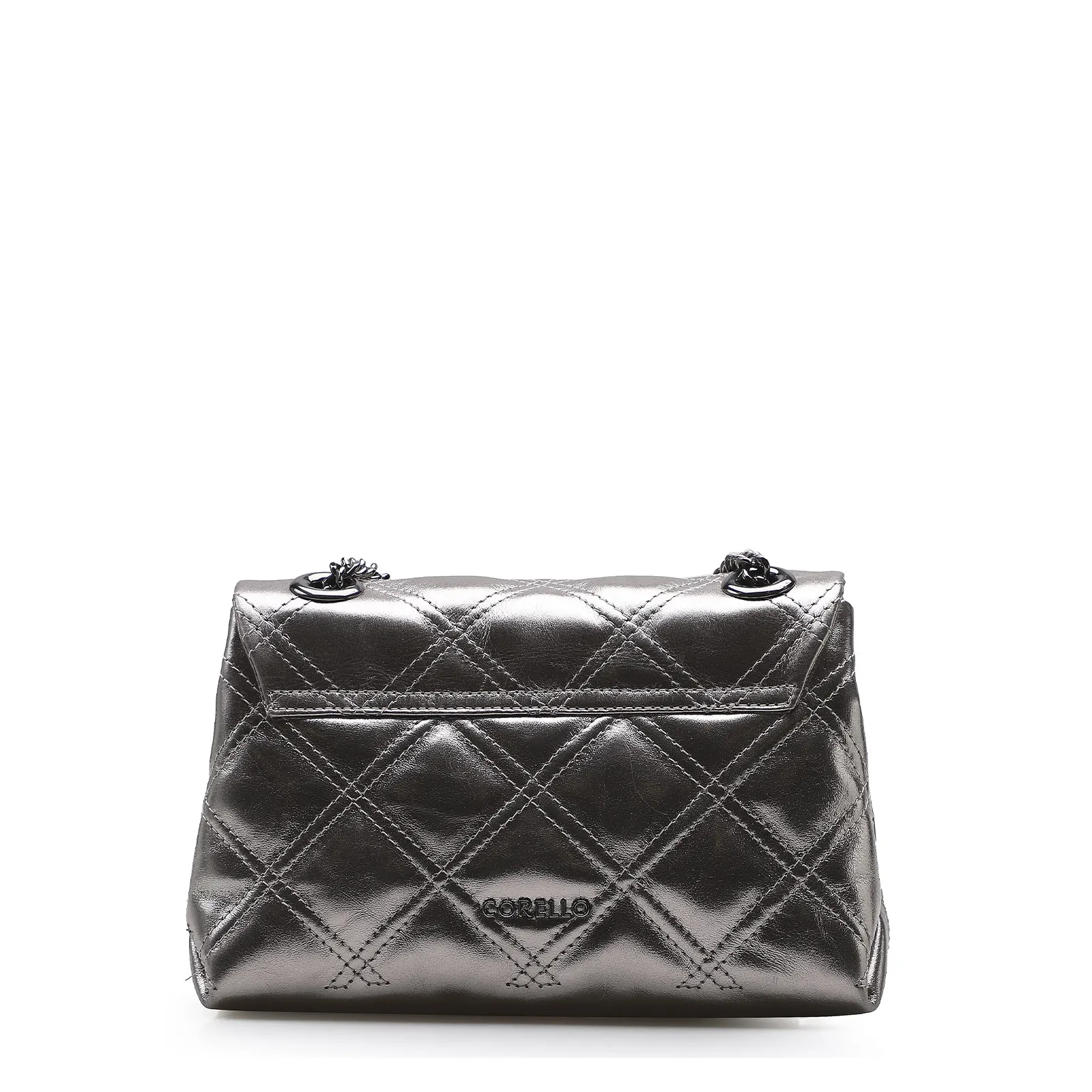 Bolsa De Ombro Matelassê Couro Prata Velho