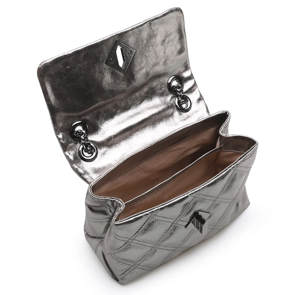 Bolsa De Ombro Matelassê Couro Prata Velho - imagem 5
