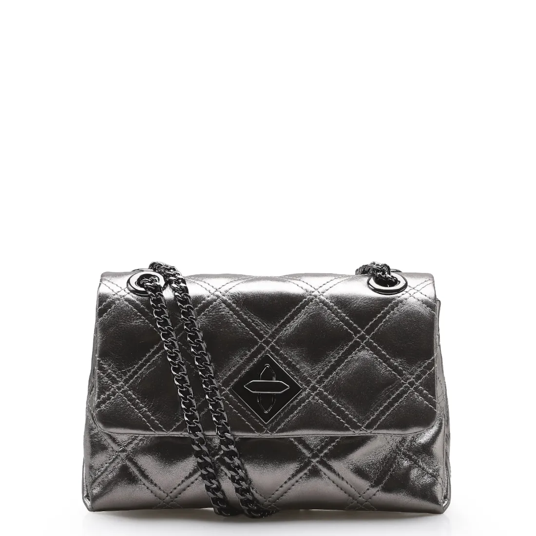 Bolsa De Ombro Matelassê Couro Prata Velho