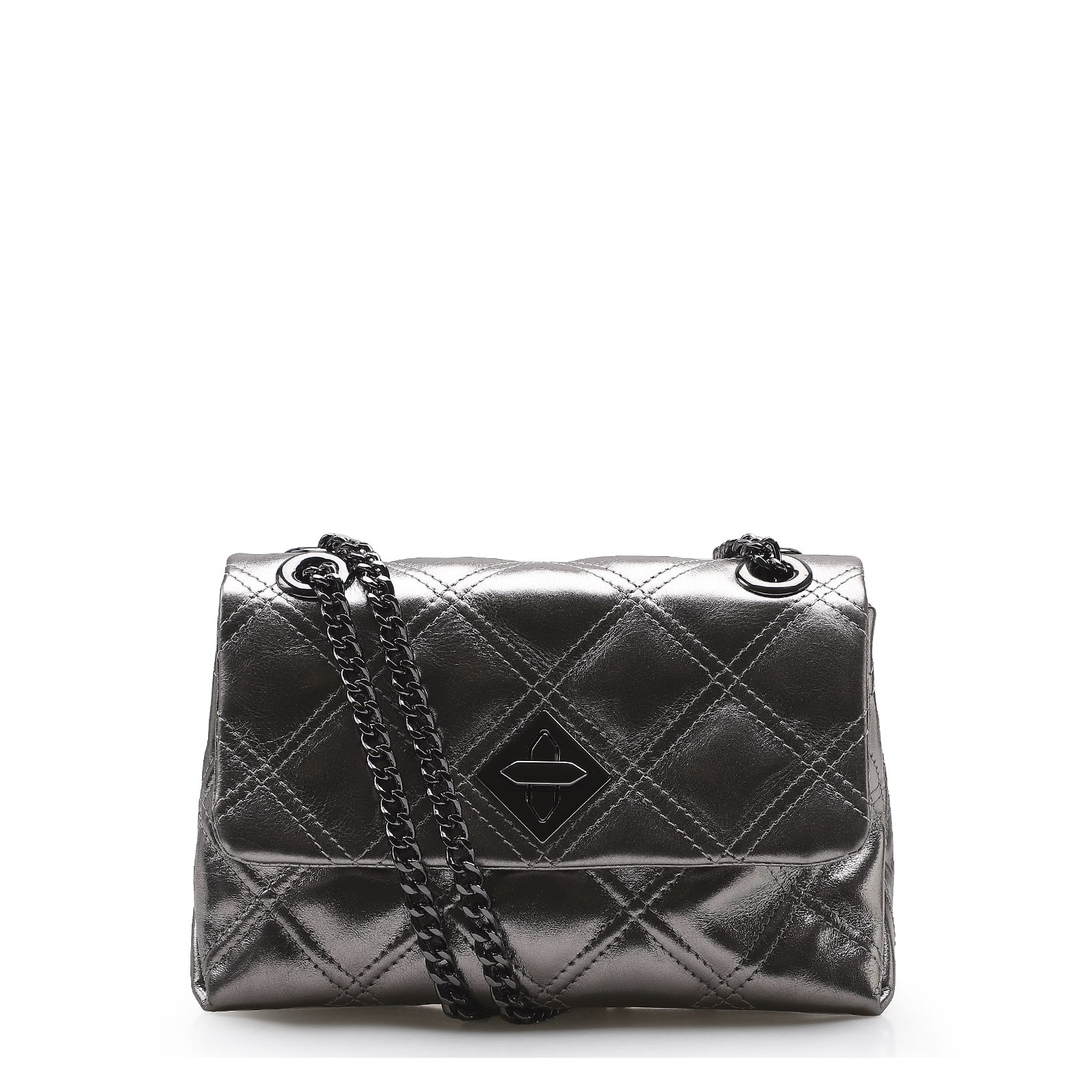Bolsa De Ombro Matelassê Couro Prata Velho