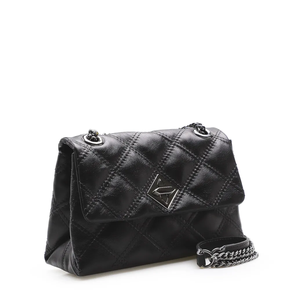Bolsa De Ombro Matelassê Couro Preto - imagem 3