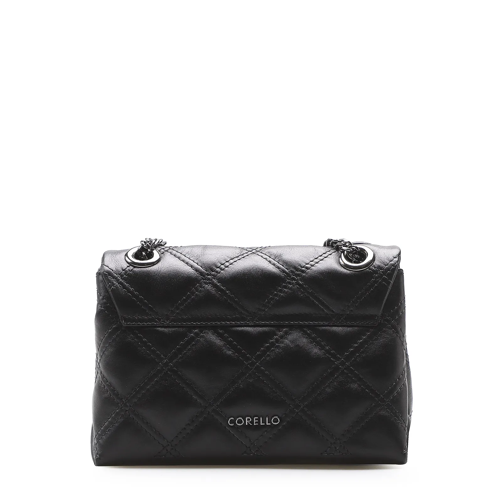 Bolsa De Ombro Matelassê Couro Preto