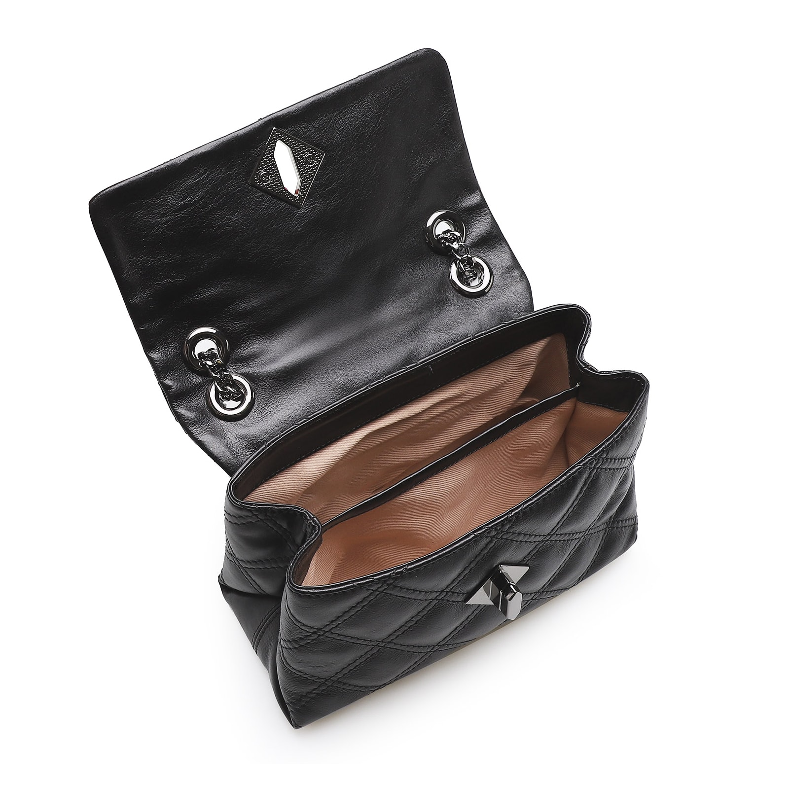 Bolsa De Ombro Matelassê Couro Preto