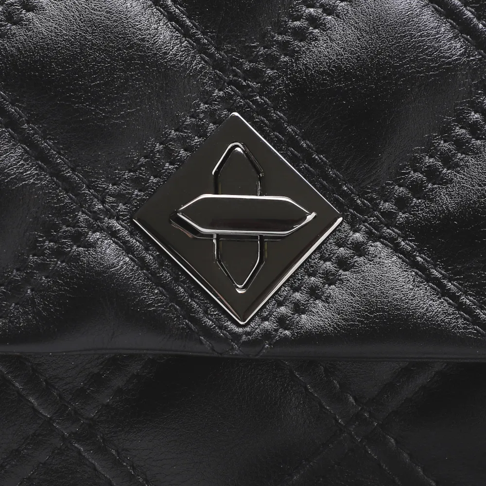 Bolsa De Ombro Matelassê Couro Preto - imagem 6