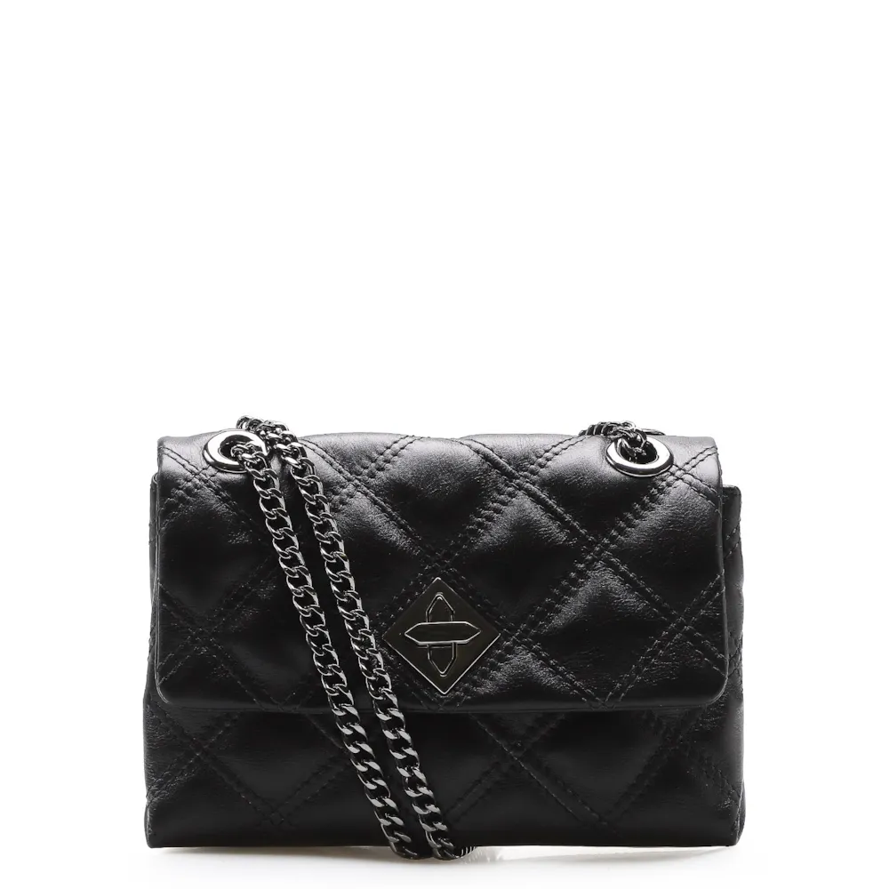 Bolsa De Ombro Matelassê Couro Preto