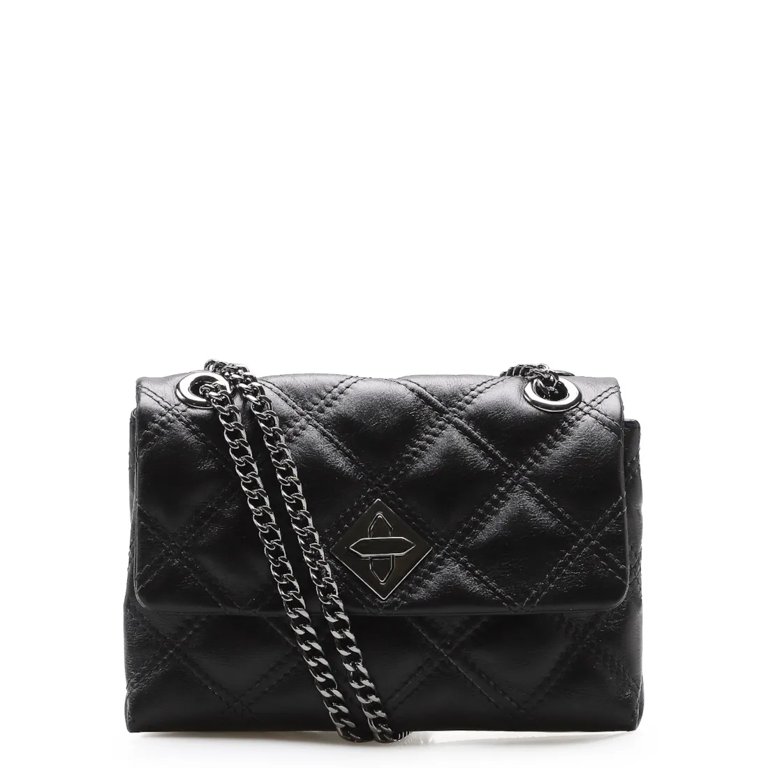 Bolsa De Ombro Matelassê Couro Preto