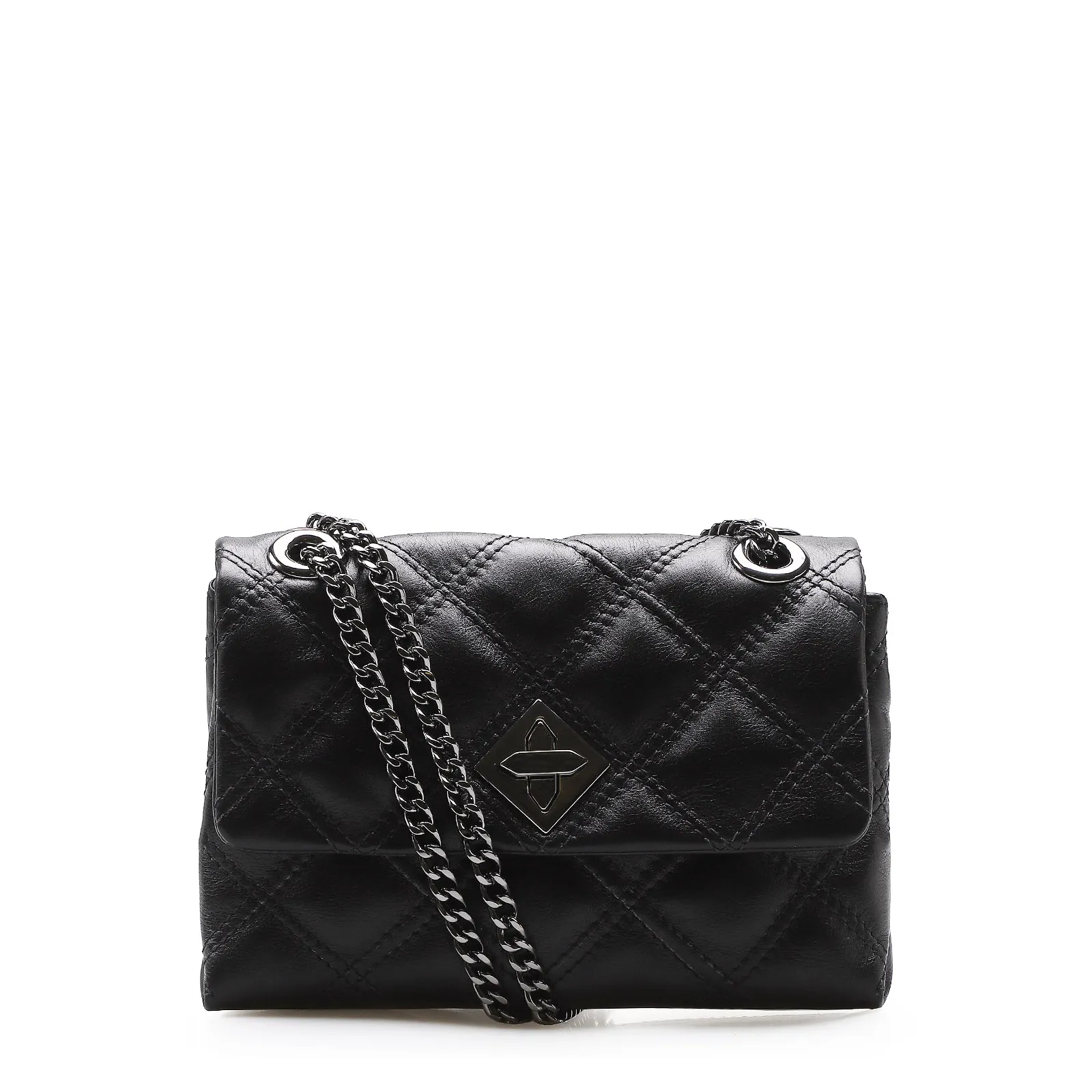Bolsa De Ombro Matelassê Couro Preto