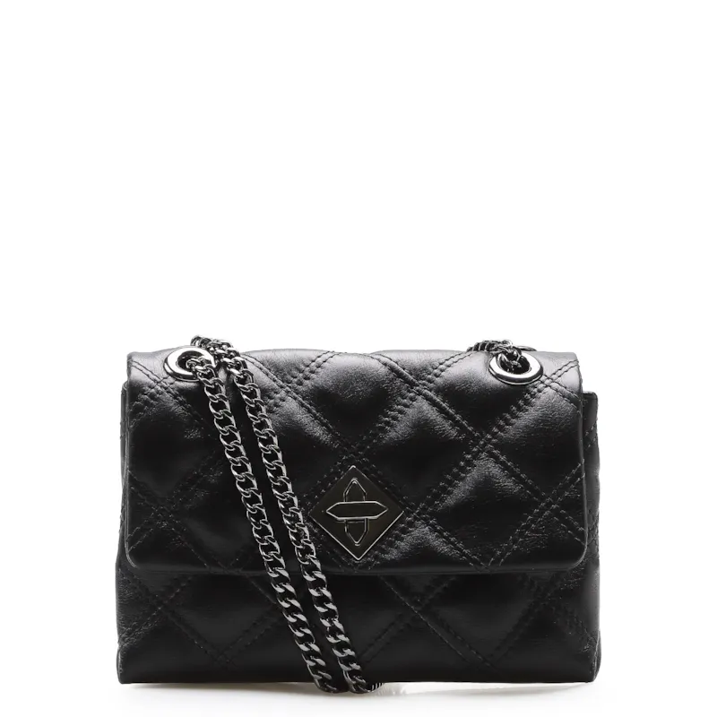Bolsa De Ombro Matelassê Couro Preto