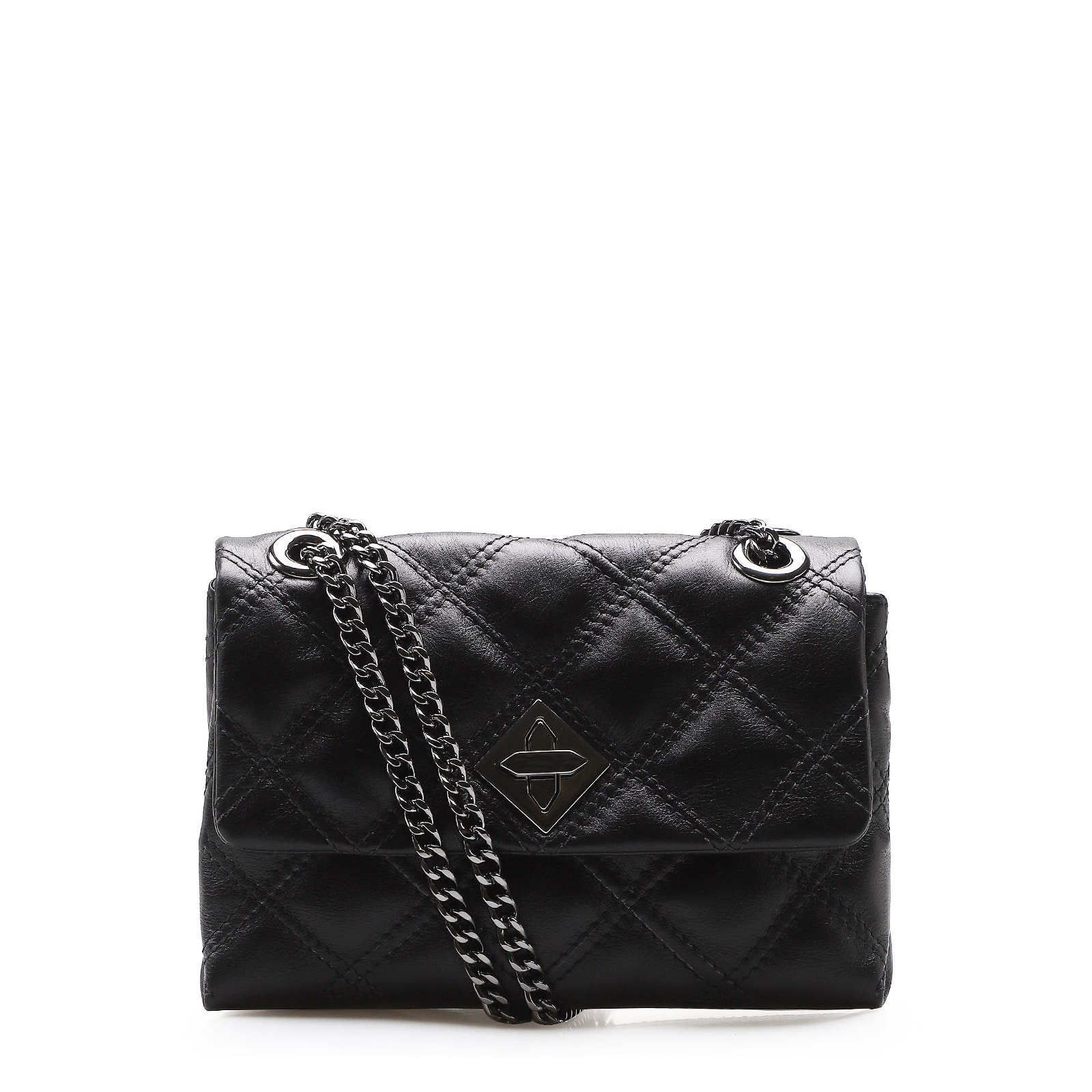 Bolsa De Ombro Matelassê Couro Preto