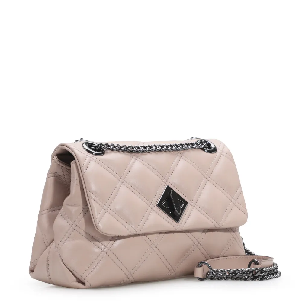 Bolsa De Ombro Matelassê Couro Rosado - imagem 2