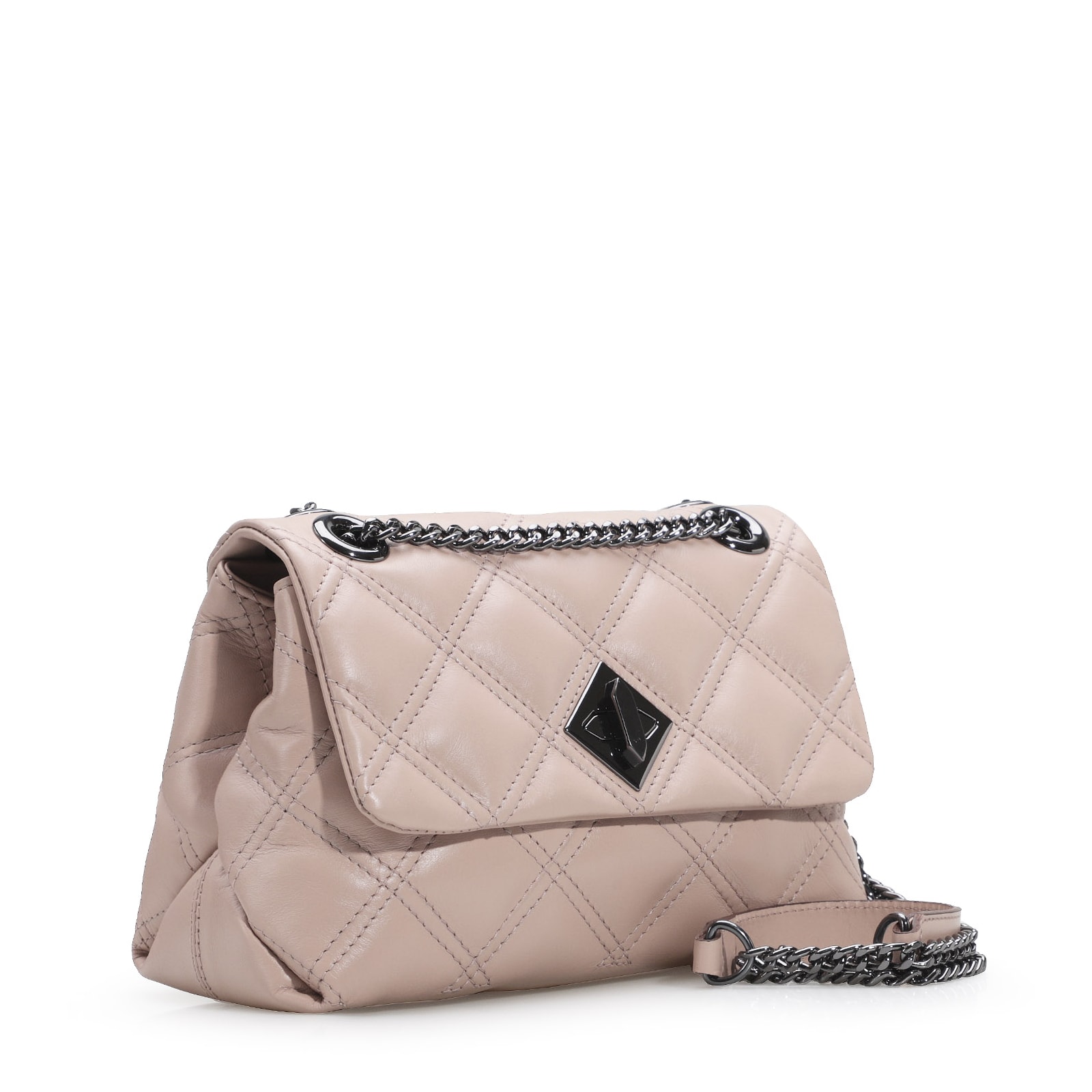 Bolsa De Ombro Matelassê Couro Rosado